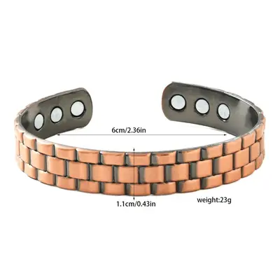 3D Two-Tone Magnetic Stone Bracelet, 9 Magnets, Open Cuff