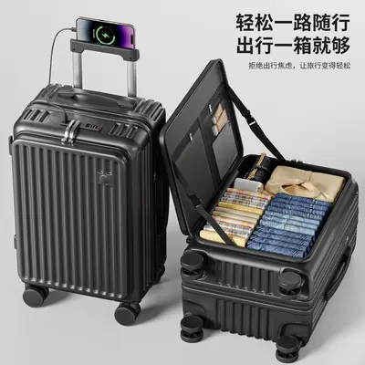 Expandable 20 Inch Travel Suitcase with Side Opening and Combination Lock