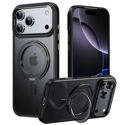 Apple 17Pro cep telefonu kılıfına uygun, 360 derece dönebilen manyetik standlı, iPhone16Promax düşmeye karşı koruyucu kılıf - 7