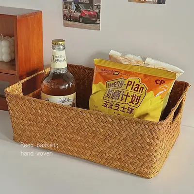 Rechteckiger Aufbewahrungskorb aus Geflecht, minimalistisch, Schreibtisch - 3