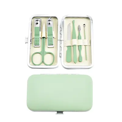 Stainless steel nail manicure set, 18-piece, matcha green