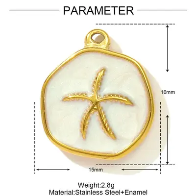 Starfish and Coconut Tree Titanium Steel Drop Earrings and Pendant, DIY Jewelry Accessory - 11