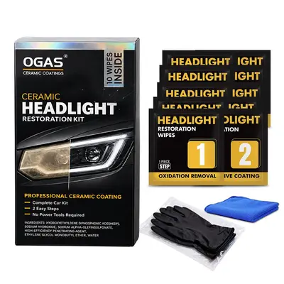 OGAS Ceramic Headlight Restoration Kit with Yellowing Removal Wipes