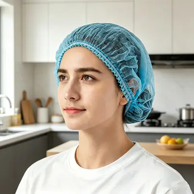Disposable Non-Woven Kitchen Chef Hat, Dust-Proof Hygienic Cap, Breathable - 7