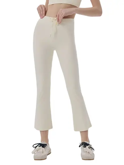 Kadın kısa yoga flare pantolon, yüksek bel, 8/10 boy, pilates fitness - 6