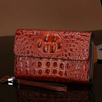 Men's Clutch Bag with Crocodile Pattern, Large Capacity, Multi-Compartment - 10