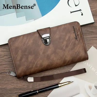 Lange Herrenbrieftasche mit Schnappverschluss-Clutch, großes Fassungsvermögen