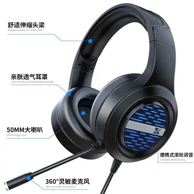 Forerunner X12 kabelgebundenes USB-Gaming-Headset, Geräuschunterdrückung, Pink