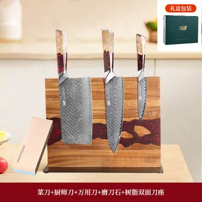 大马士革厨房刀具套装5件套多款式套刀家用菜刀乔迁入伙礼品礼盒 - 8