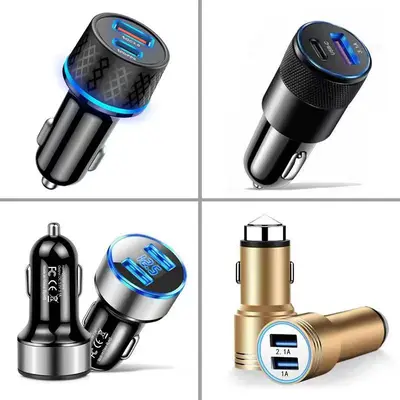 Emniyet çekiçli araba şarjı küçük çelik top araba şarjı dijital ekran sabit 12.5 araba şarjı USB + PD QC3.0 hızlı şarj