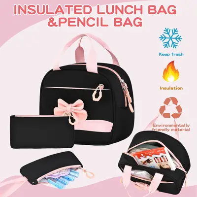 Cross-border New Student Backpack High-value Aesthetics Dual-shoulder Bag Simple Design Factory Three-piece Set Backpack Lunch Bag Pencil Case