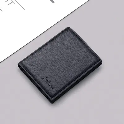 Slim Vertical Men's Leather Wallet with Zipper