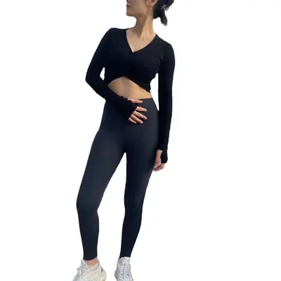 Kadın Uzun Kollu Yoga Üstü, Sonbahar Kış Model Pilates ve Fitness Giyimi - 5