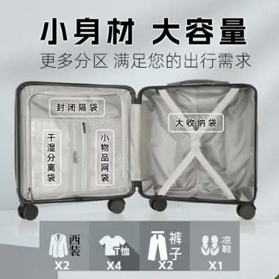 18-Inch Trolley Suitcase with Combination Lock, USB Charging, Wet-Dry Separation - 5