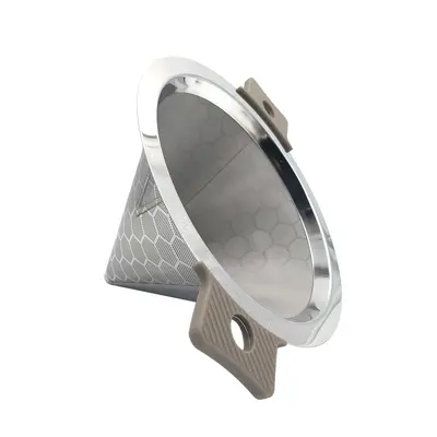 Large Stainless Steel Double-Handle Strainer for Tea and Milk Tea, Conical Coffee Funnel F