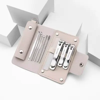Nail care set, leather case, manicure-pedicure tools, 10 pieces - 10