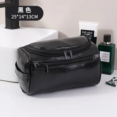 Retro PU Cosmetic Bag, Large Capacity, Waterproof, Hangable - 8
