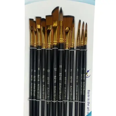 12-teiliges Pinselsatz, Nylon, Acryl- und Gouachefarbe