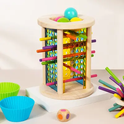 Early Learning Educational Wooden Dice Game Colorful Wooden Stick Pulling Board Game Montessori Children's Parent-Child Interactive Toy - 5
