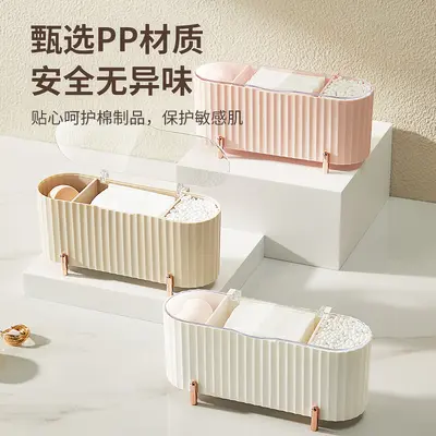 Cotton storage box for cosmetic pads, transparent lid