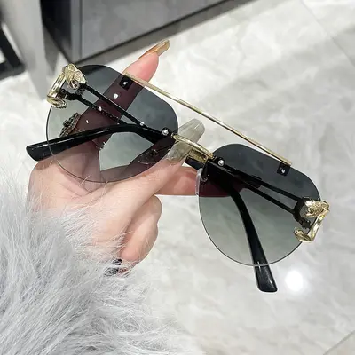 Men's Frameless Metal Sunglasses, UV Protection - 6