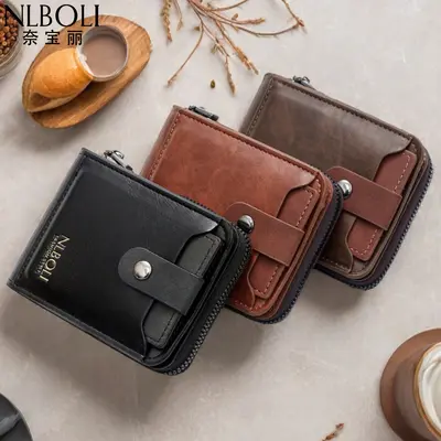 Men's Short Wallet, Large Capacity, Multifunctional with External Card Slot - 1