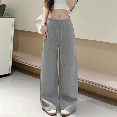 Graue Damen-Yogahose mit weitem Bein - 10