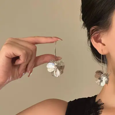 925 Silver Needle Long Tassel Zircon Earrings for Women INS Fashion Accessible Luxury Niche Versatile Elegant Bow Earrings - 11