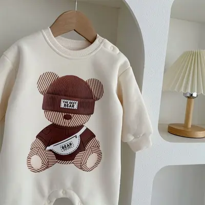 Baby-Overall mit Fleece-Futter und Bärchenmotiv, Herbst/Winter, 3-12 Monate