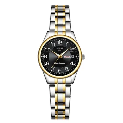 Women's fashion ultra-thin steel band dual calendar luminous waterproof internet celebrity digital girls Korean version watch quartz non-mechanical - 9