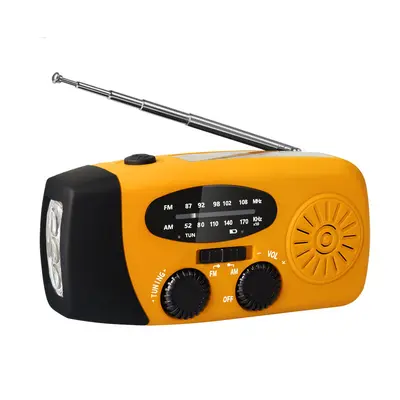 Hand-Crank Emergency Radio, NOAA, 3 LEDs, Solar Powered - 11