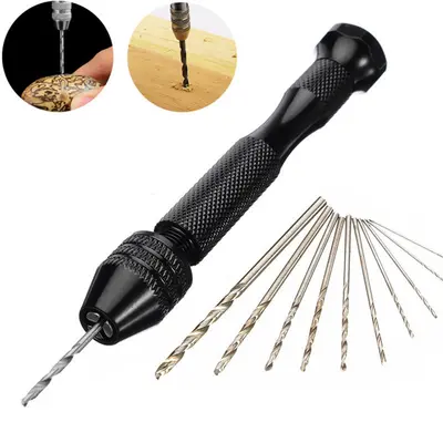 AliExpress TEMU sınır ötesi tedarik siyah mini alüminyum alaşımlı el matkabı 21 adet el büküm matkap seti el yapımı matkap ucu