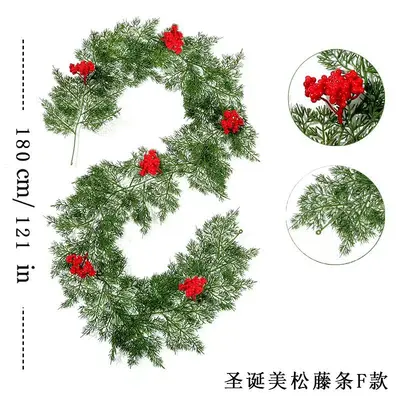 Christmas Garland Party Decoration, 2 m Artificial Pine Needle Greenery - 9