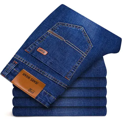 Herren Sommer-Jeans dünn, locker gerade geschnitten, lässig - 1