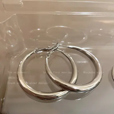 S925 gümüş halka küpe, kadın, minimal tasarım - 9