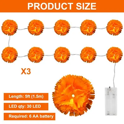 Künstliche LED-Ringelblumen-Girlande mit Lichterkette