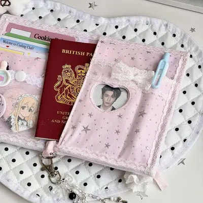 Pembe kanvas pasaport çantası çok işlevli seyahat organizer - 5
