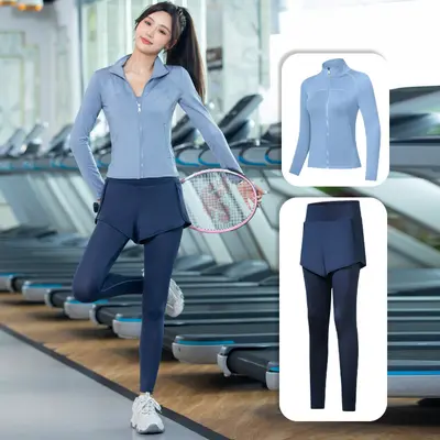 2024新款瑜伽服套装女跑步运动健身房晨跑春夏季专业速干衣健身服 - 11