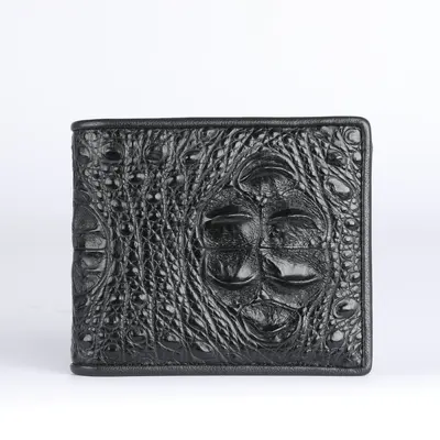 Men's Crocodile Leather Wallet, Genuine Leather, Short Vertical - 12