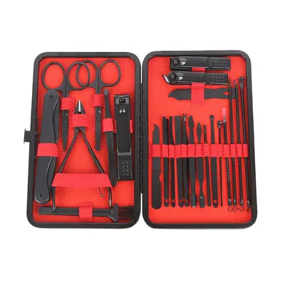 24-Piece Black Nail Scissors and Manicure Set