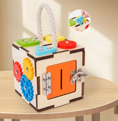 Multifunktionale Montessori-Holzintelligenzbox mit Perlenlabyrinth - 13