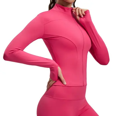 Yoga jacket, slim fit, stand collar, sports training