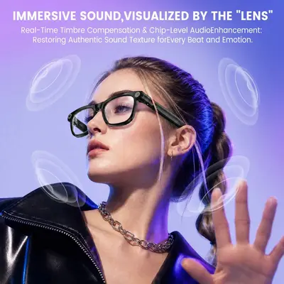 AI Smart Glasses with 800W Pixel Camera, Real-Time Translation, Bluetooth Calling