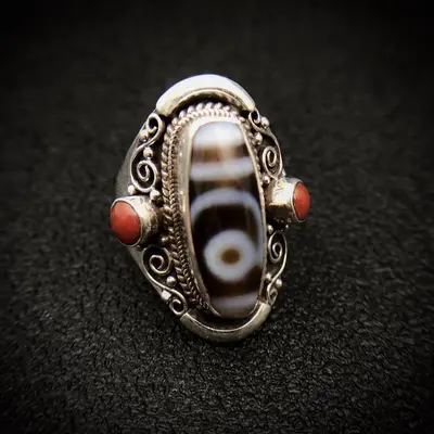 925 silver adjustable ring, handmade Tibetan-Nepal style ethnic design - 2