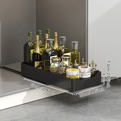 Kitchen Pull-Out Storage Rack Spice Organizer Black - 12