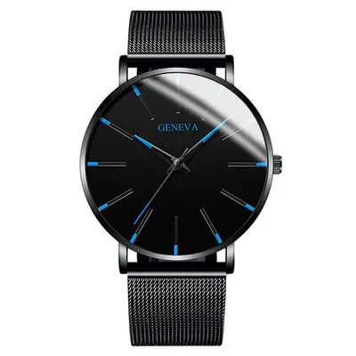 Sıcak satış dış ticaret moda mavi iğne erkek saati kuvars saat örgü kayış fabrika hazır stok dropshipping