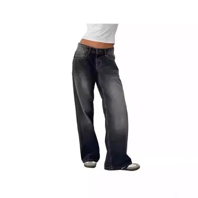 Vintage Düşük Bel Esnemeyen Yıkamalı Düz Kesim Kadın Kot Pantolon