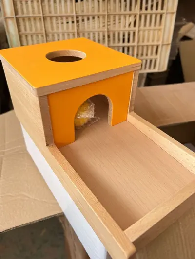 Holz Montessori Lernmaterial Textilpauke Kinder Frühförderung Lernspielzeug Montessori Münzwurf Kugelschublade Zielbox - 13