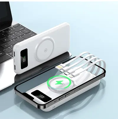 20,000 mAh super large capacity wireless charging portable mobile power bank with built-in cable - cross-border new model. - 8