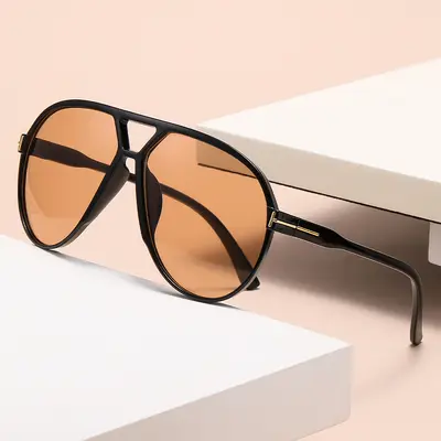 Pilotenbrille mit Buchstaben-T, ovaler Rahmen, Herren - 11